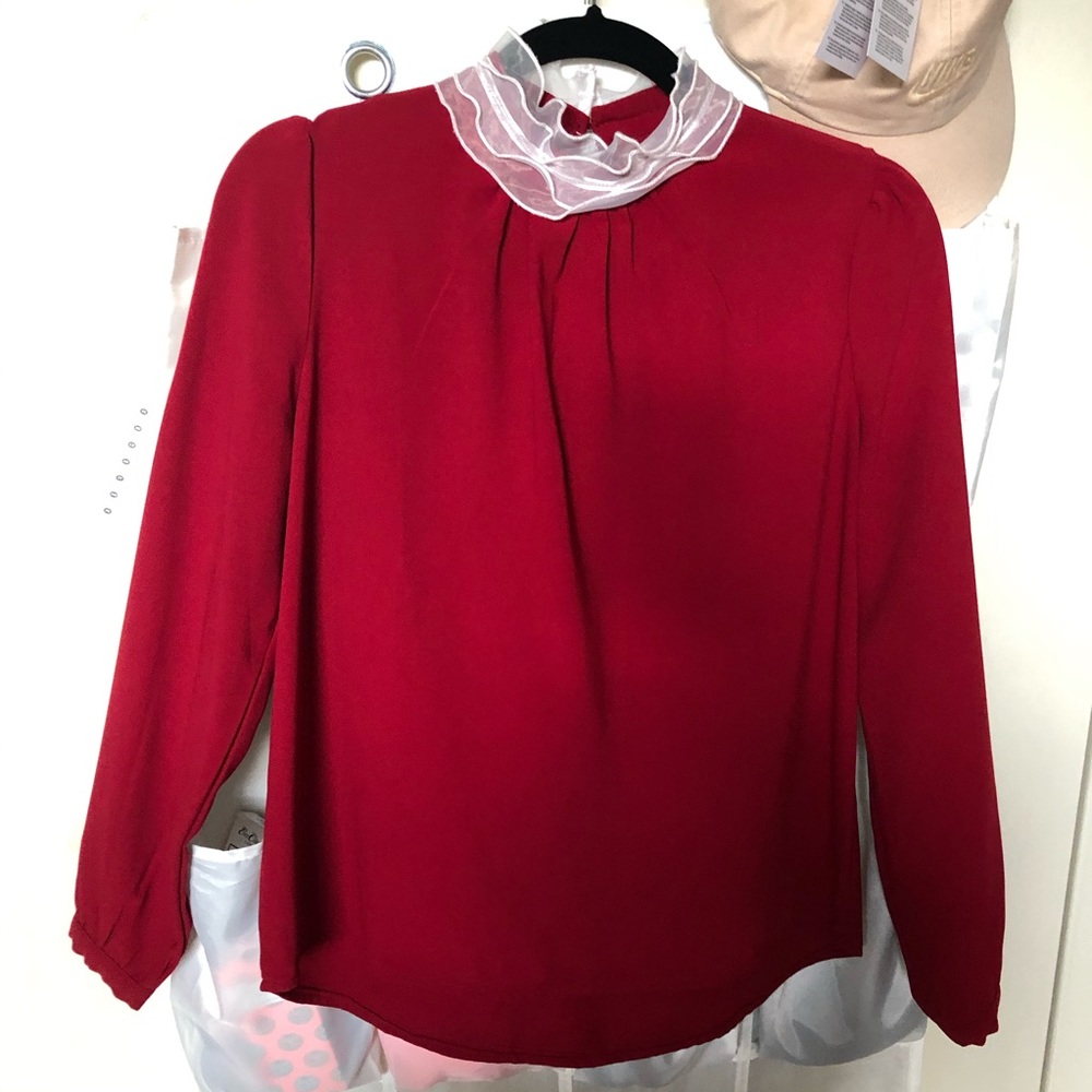 Burgundy red office blouse